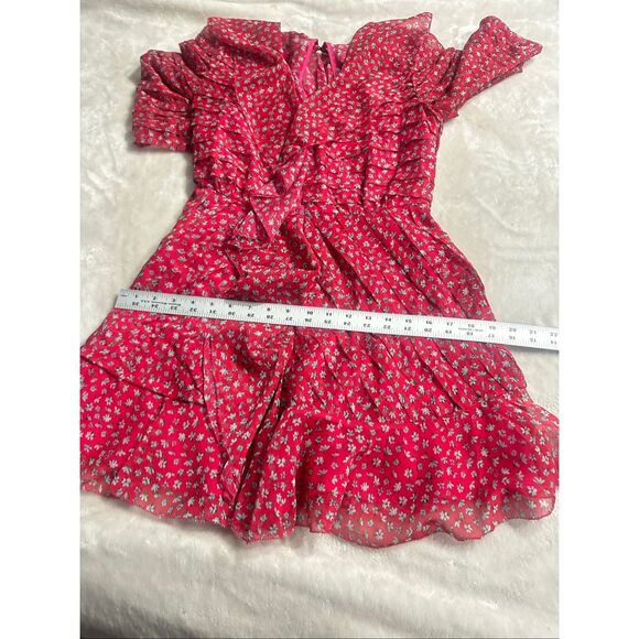 Talulah Promise Floral Pleated Ruffle Mini Dress in Red and Pink Women's Size XS - Picture 10 of 11